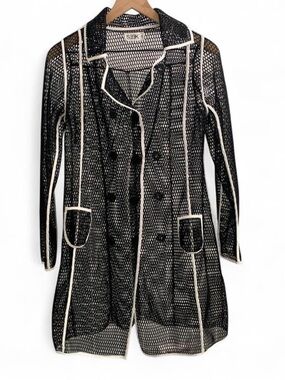 SEEK the label Black Mesh Net Midi Double breasted blazer size small